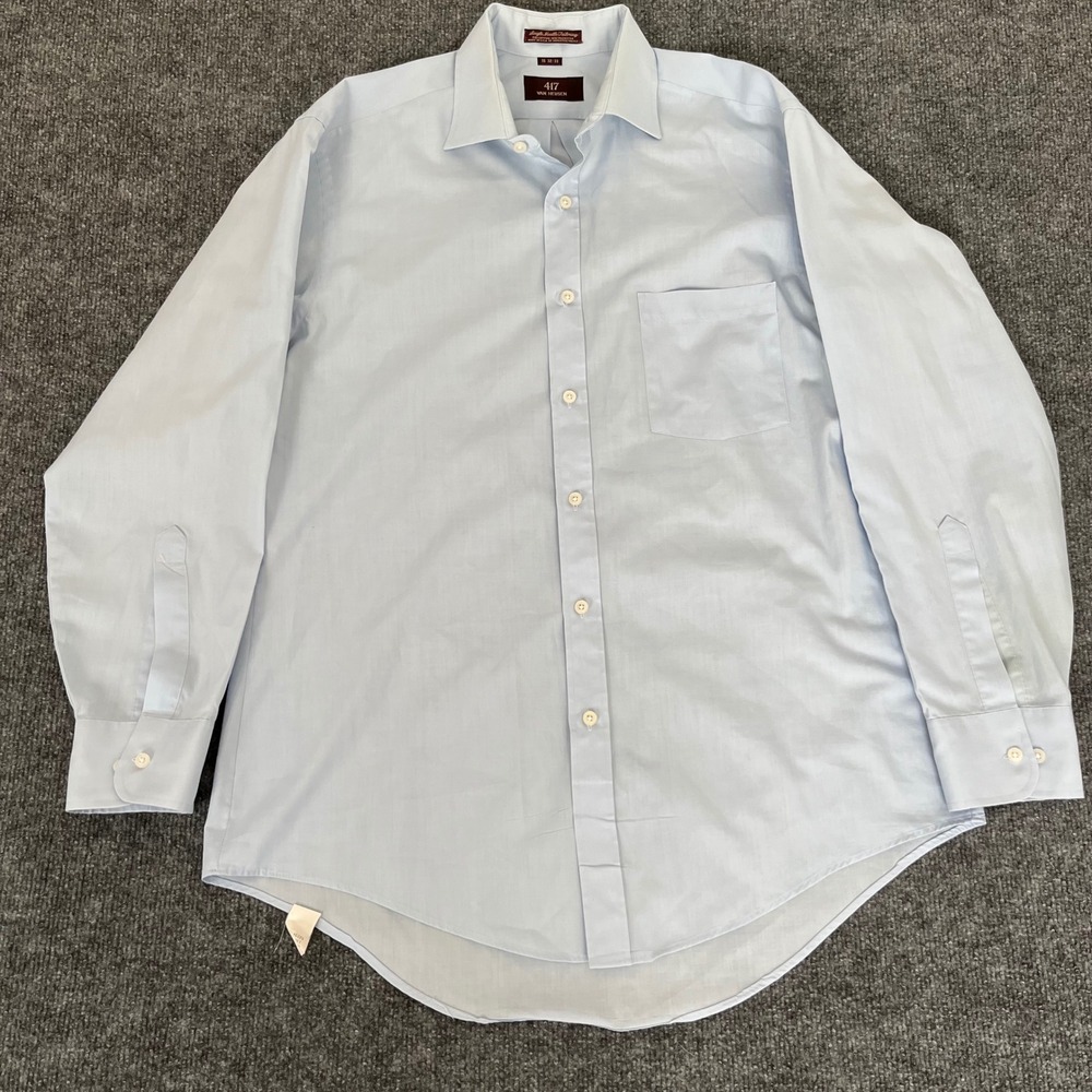 Van Heusen 417 Mens Light Blue Long Sleeve Button Down Dress Shirt 16 32/33 - Picture 1 of 8